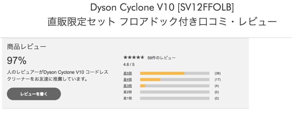 Dyson Cyclone V10の評価
